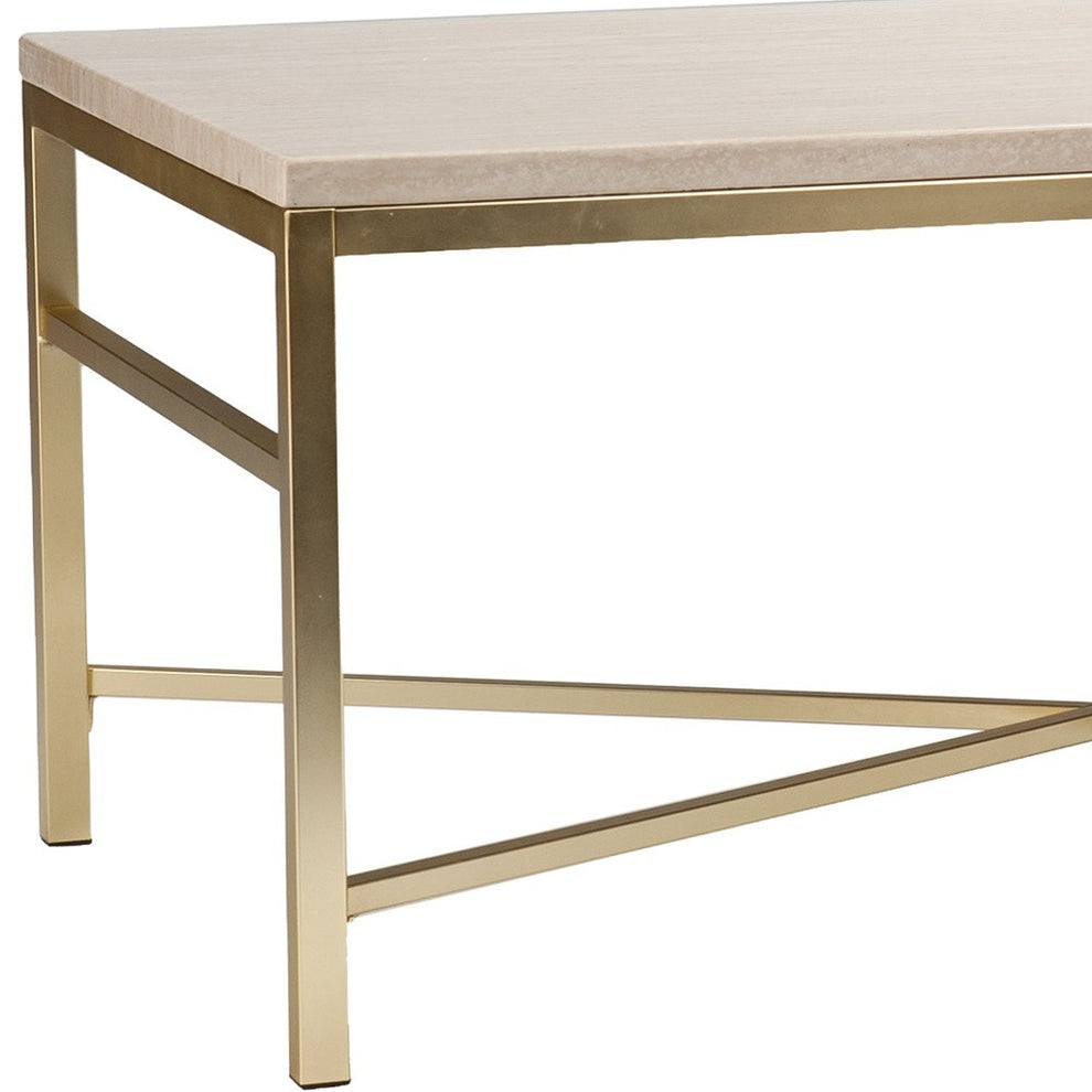 42" Off White Manufactured Wood And Metal Rectangular Coffee Table By Homeroots | Coffee Tables | Modishstore - 5