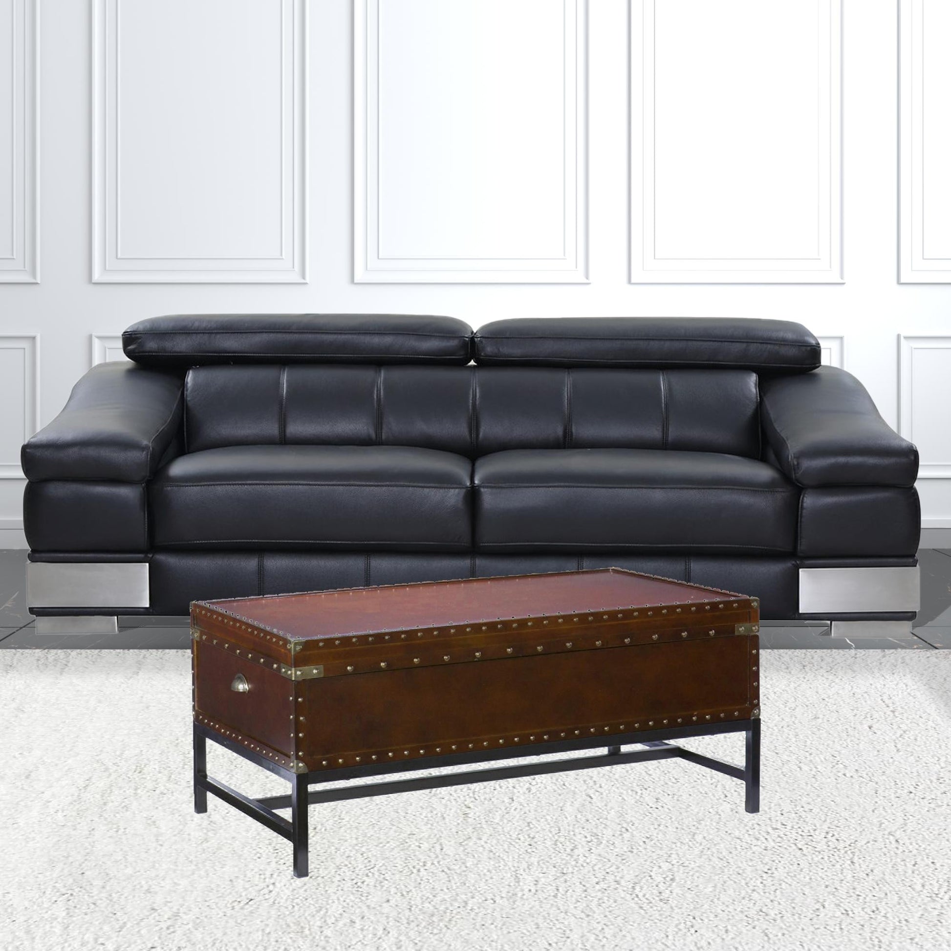 42" Brown Manufactured Wood And Metal Rectangular Coffee Table By Homeroots | Coffee Tables | Modishstore - 5