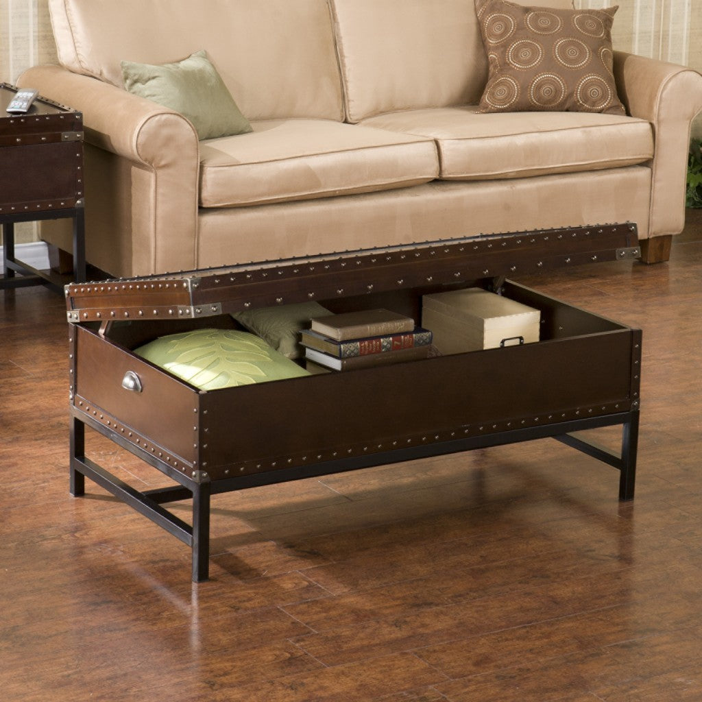 42" Brown Manufactured Wood And Metal Rectangular Coffee Table By Homeroots | Coffee Tables | Modishstore - 9