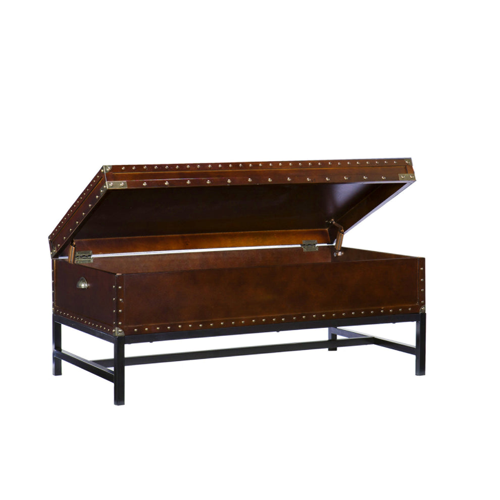 42" Brown Manufactured Wood And Metal Rectangular Coffee Table By Homeroots | Coffee Tables | Modishstore - 4