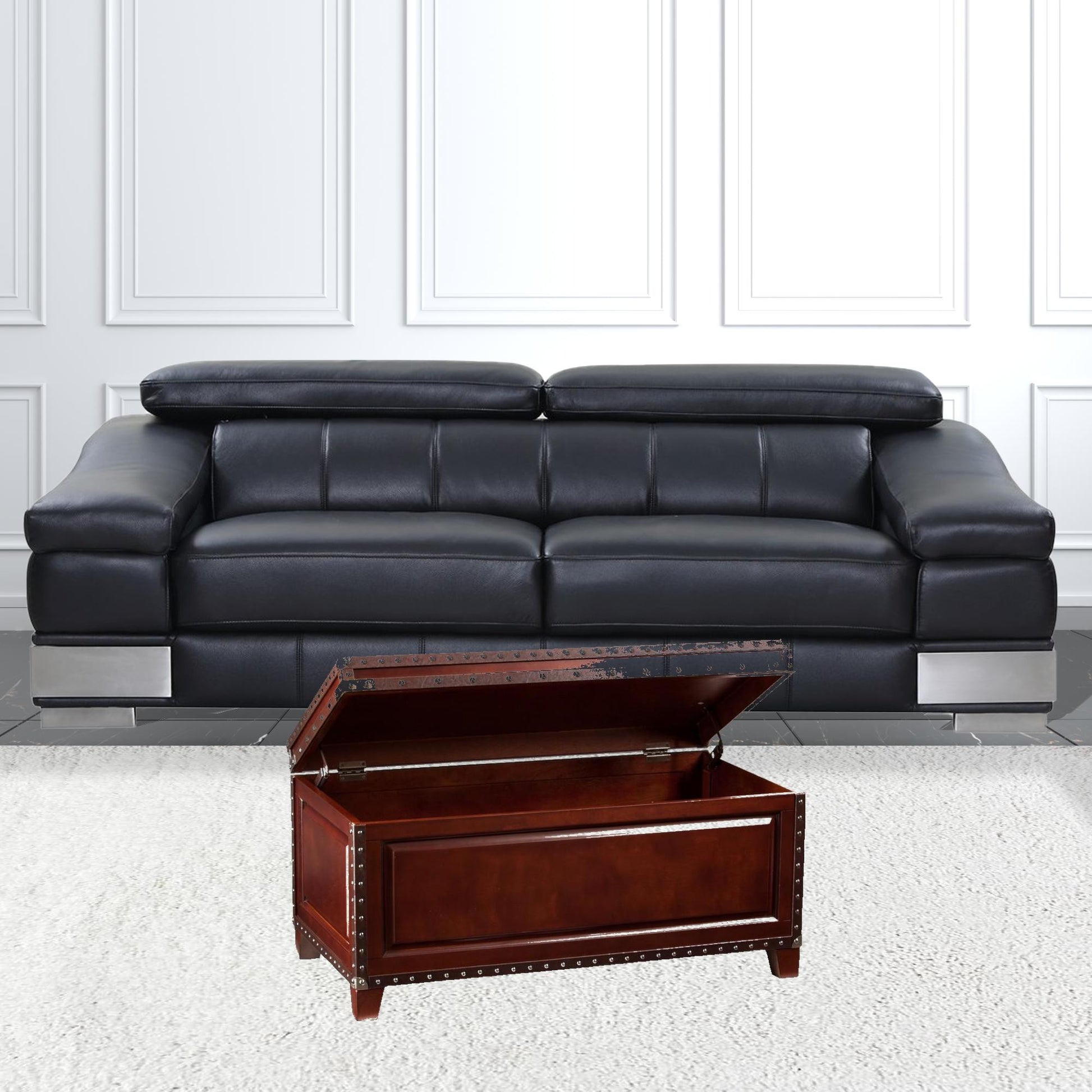 40" Brown Solid Wood And Metal Rectangular Coffee Table By Homeroots | Coffee Tables | Modishstore - 2