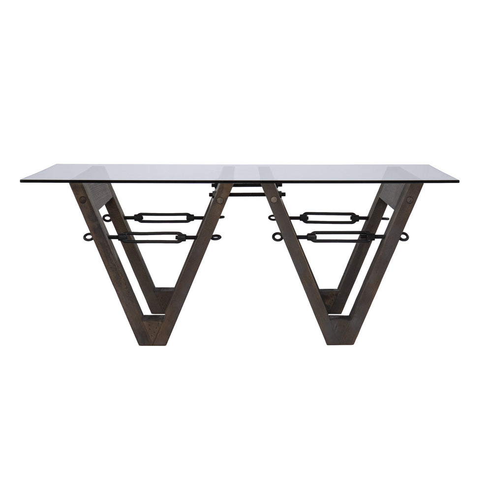 45" Brown Glass And Solid Wood Rectangular Coffee Table By Homeroots | Coffee Tables | Modishstore - 2