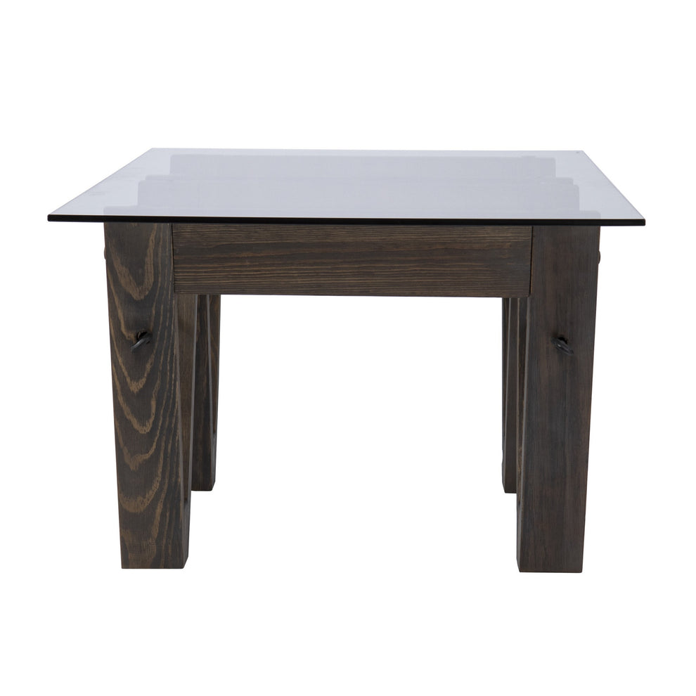 45" Brown Glass And Solid Wood Rectangular Coffee Table By Homeroots | Coffee Tables | Modishstore - 4