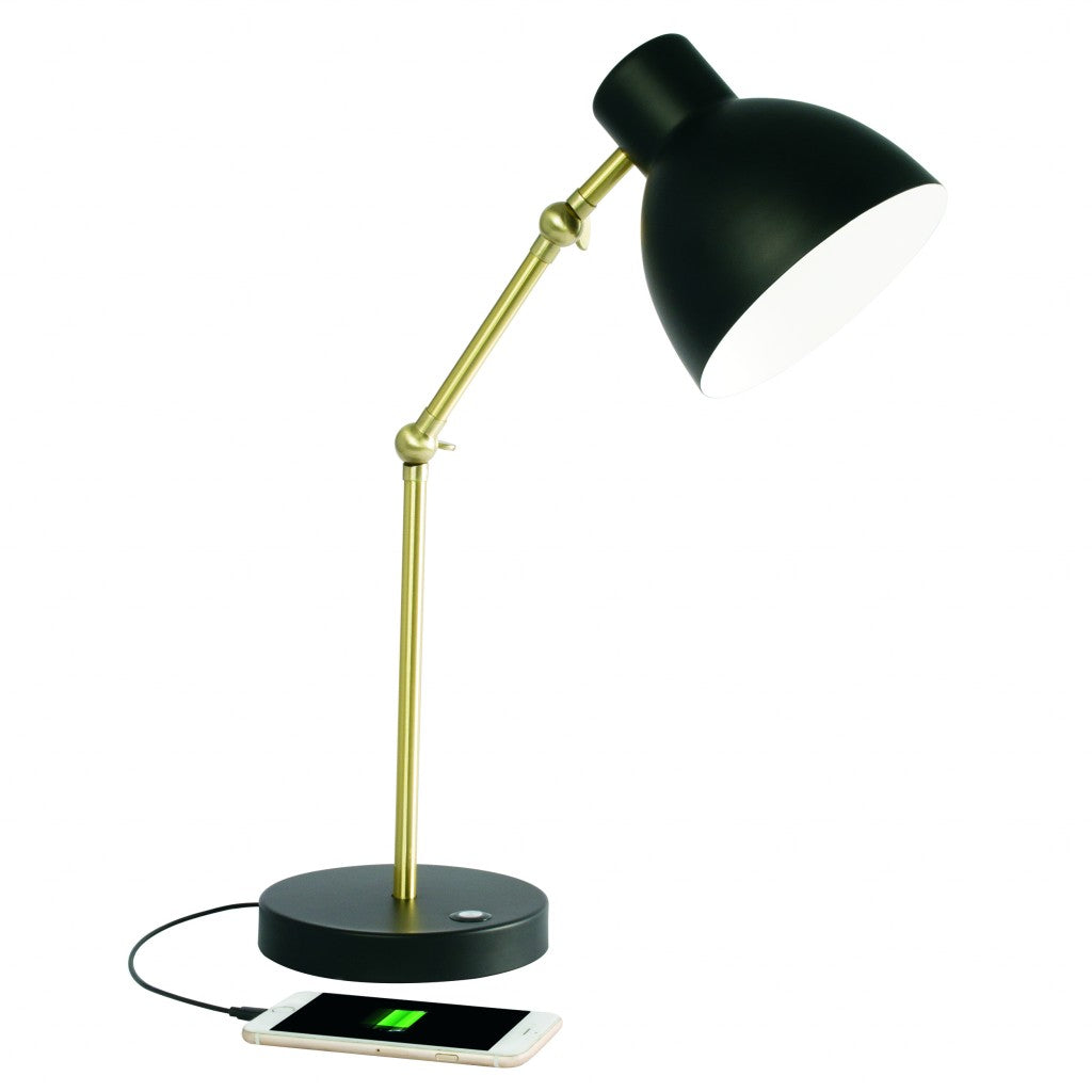 Matte Black and Gold Mod LED Adjustable Desk Lamp By Homeroots | Desk Lamps | Modishstore