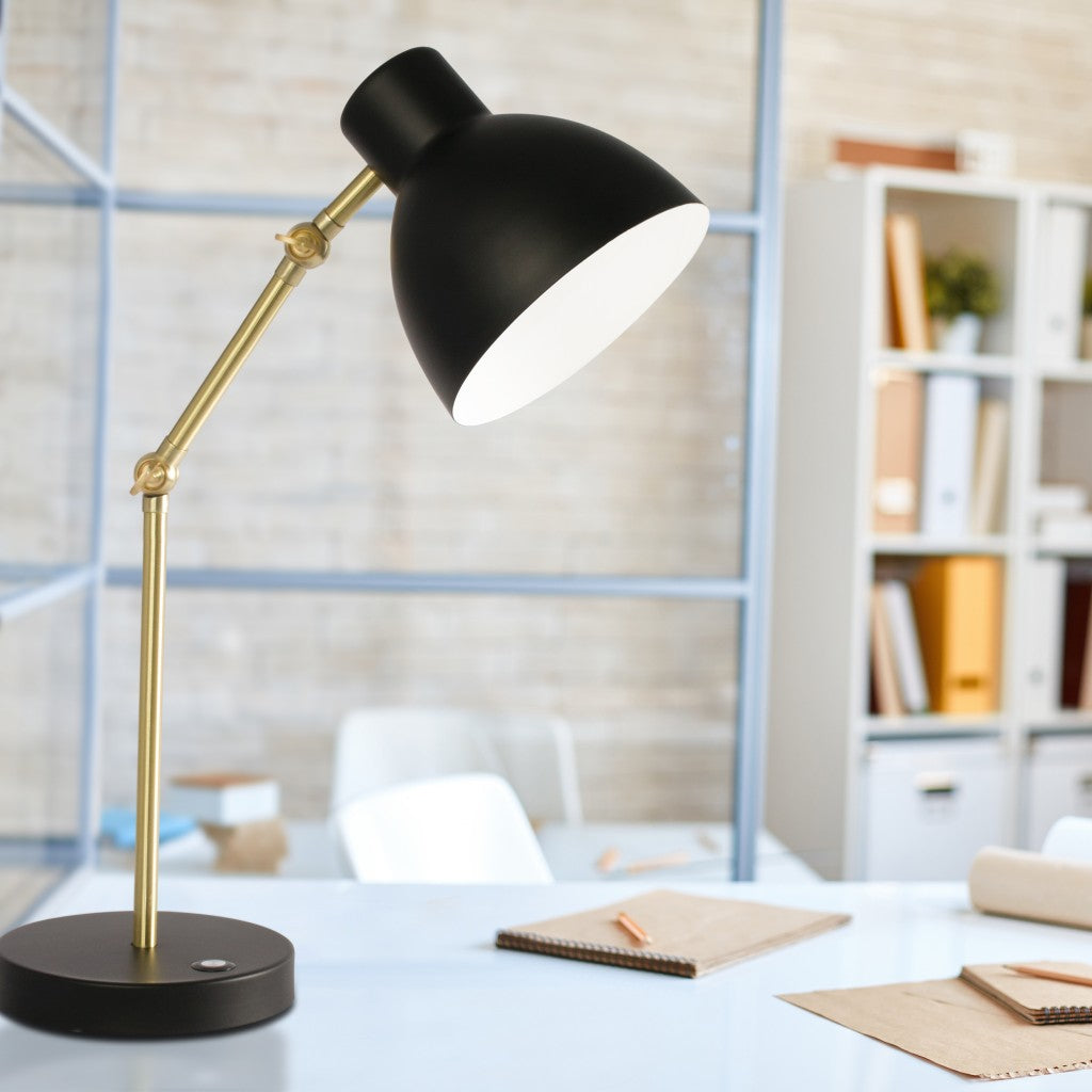 Matte Black and Gold Mod LED Adjustable Desk Lamp By Homeroots | Desk Lamps | Modishstore