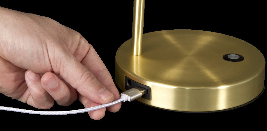 Shiny Satin Brass LED Adjustable Desk Lamp By Homeroots | Desk Lamps | Modishstore - 3