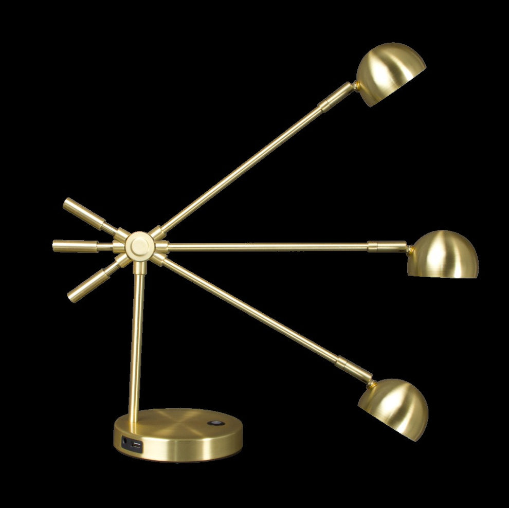 Shiny Satin Brass LED Adjustable Desk Lamp By Homeroots | Desk Lamps | Modishstore - 6