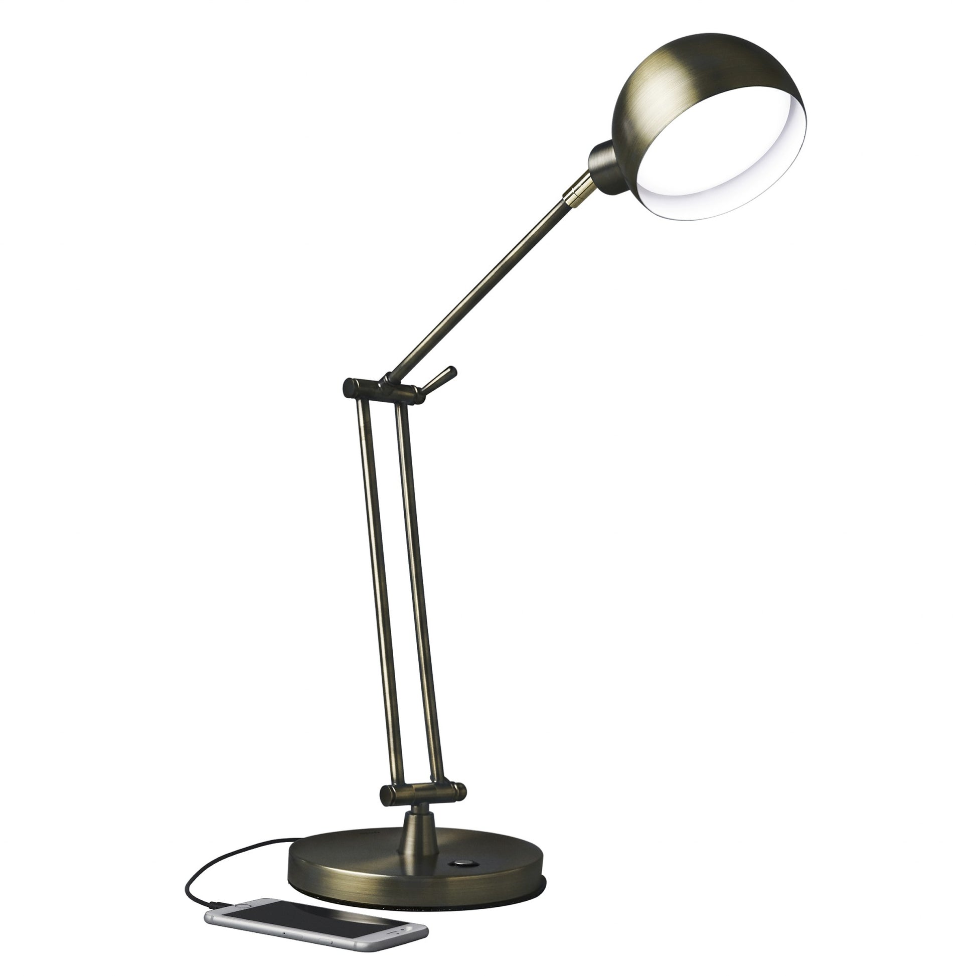 Shiny Satin Brass LED Adjustable Desk Lamp By Homeroots | Desk Lamps | Modishstore - 8