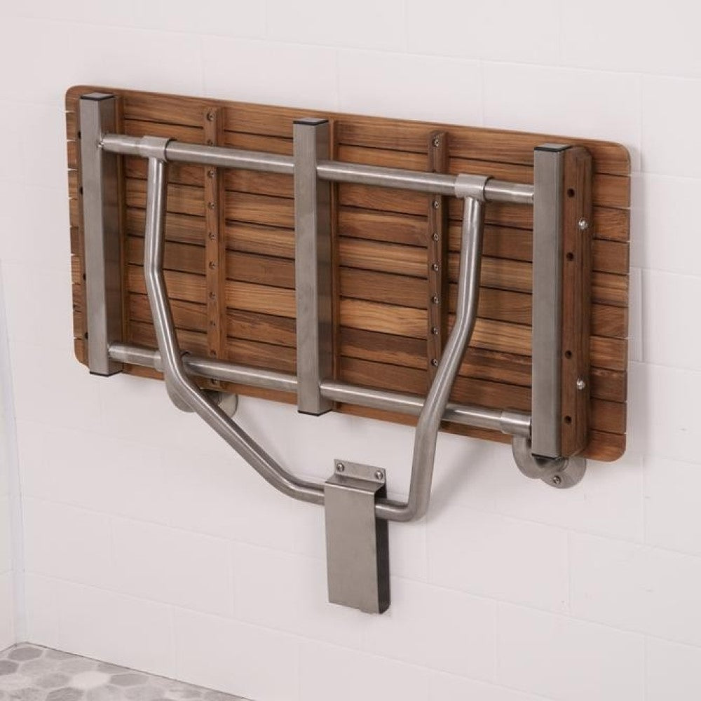 28" Premium Wall Mount Teak Shower Bench By Homeroots | Benches | Modishstore - 2
