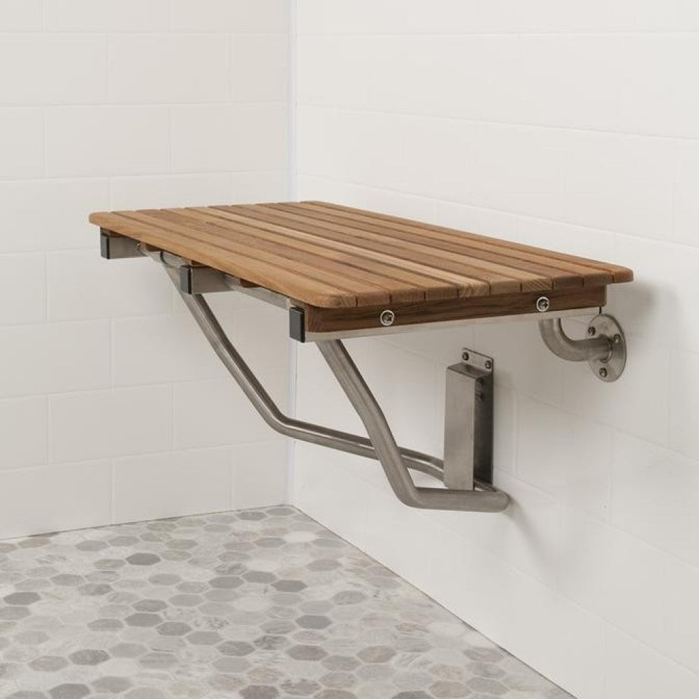 32" Premium Wall Mount Teak Shower Bench By Homeroots | Benches | Modishstore