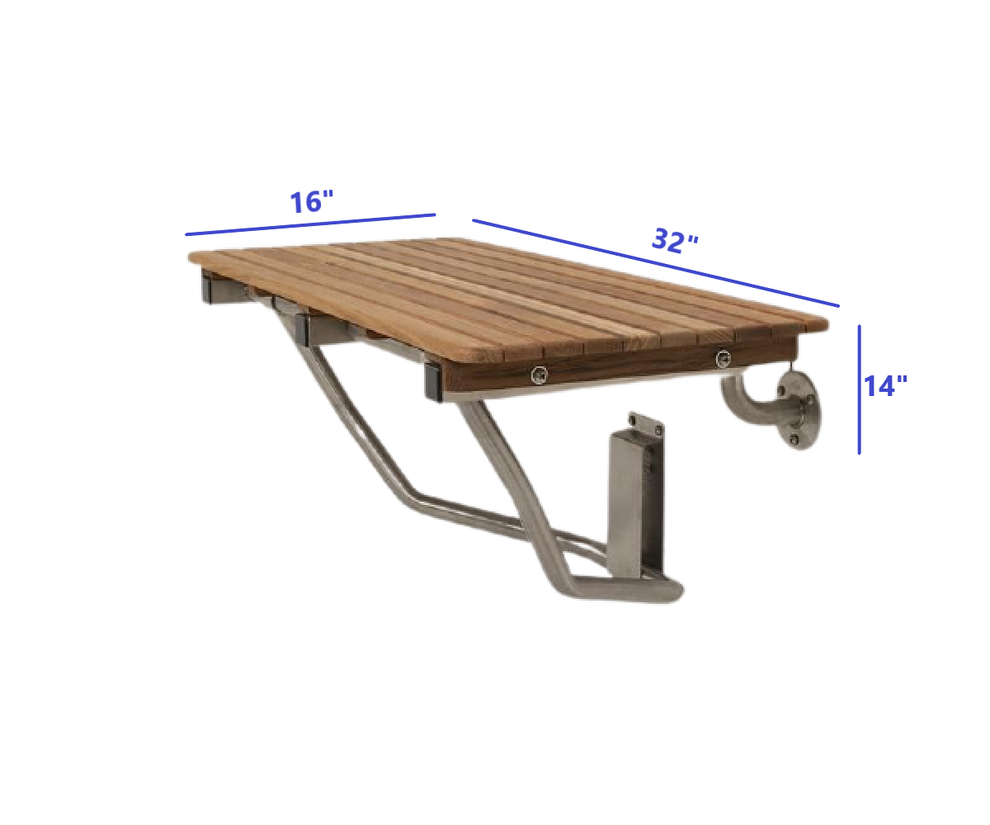 32" Premium Wall Mount Teak Shower Bench By Homeroots | Benches | Modishstore - 4
