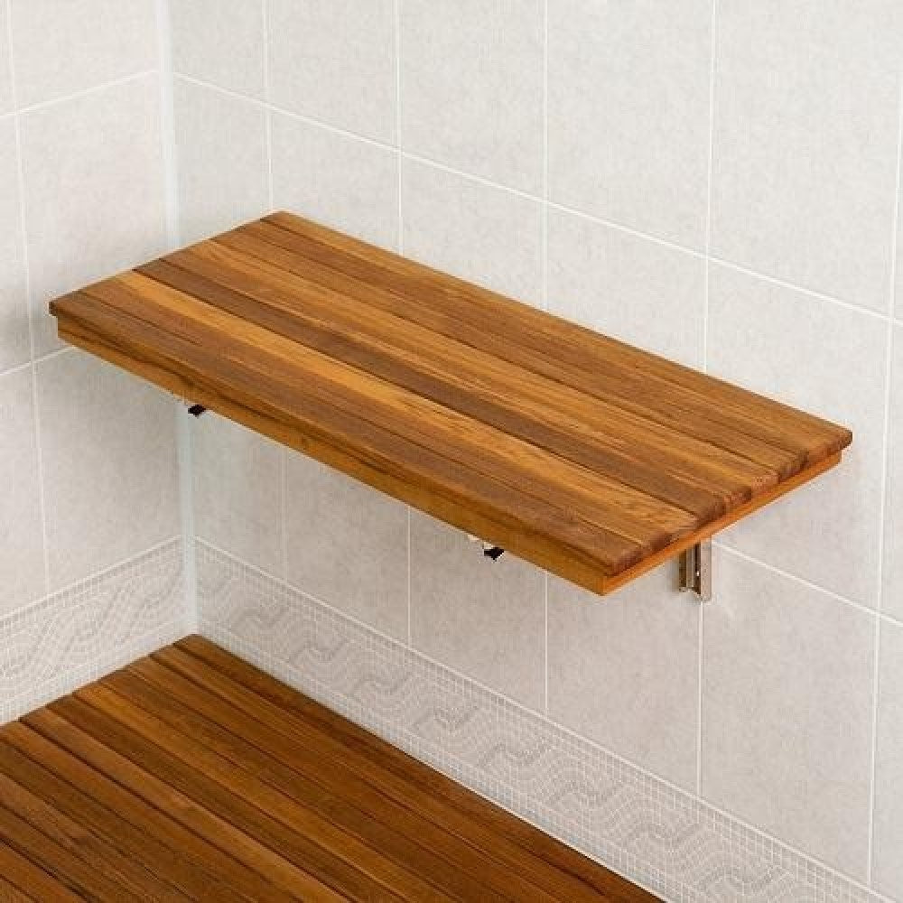 24" Grand Resort Wall Mount Teak Shower Bench By Homeroots | Benches | Modishstore