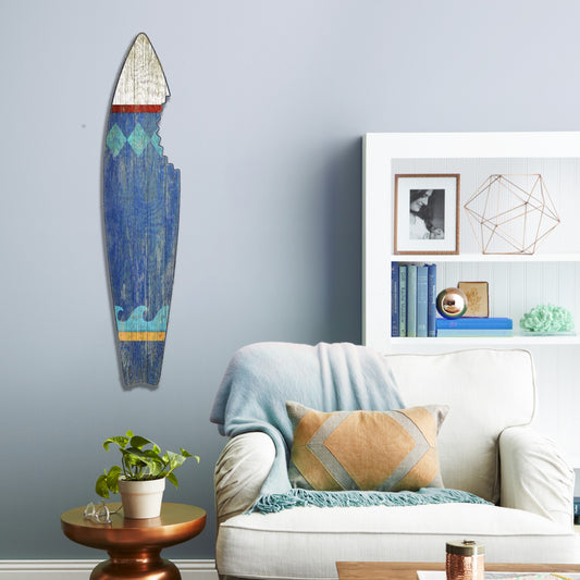 Vintage Sharkbite Blue Surfboard Wall Décor By Homeroots | Wall Decor | Modishstore - 3