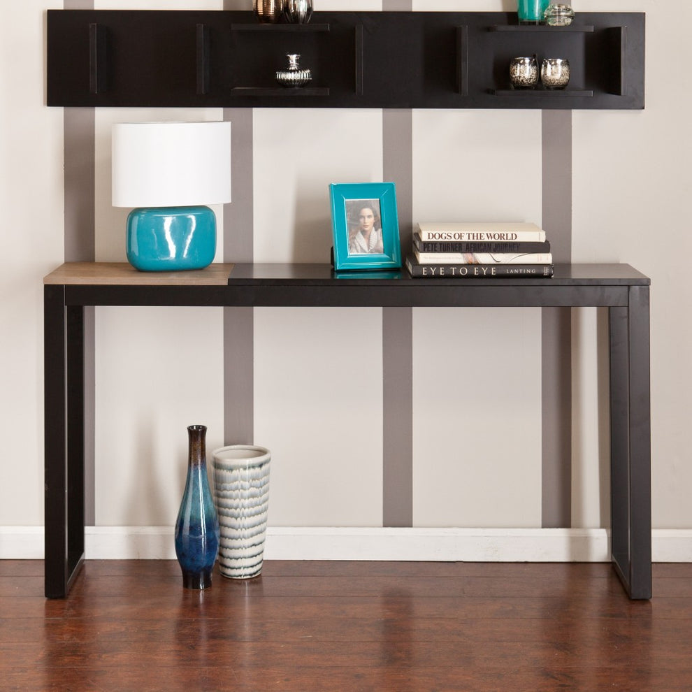 56" Natural and Black and Black Sled Console Table By Homeroots | Console Tables | Modishstore - 5