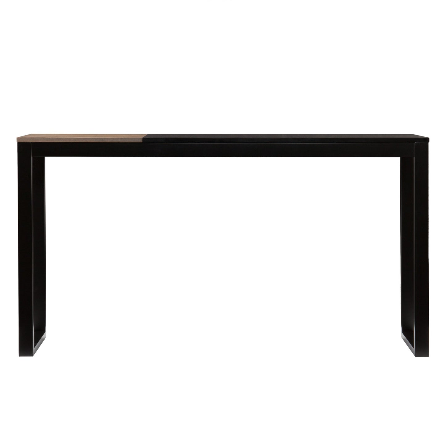56" Natural and Black and Black Sled Console Table By Homeroots
