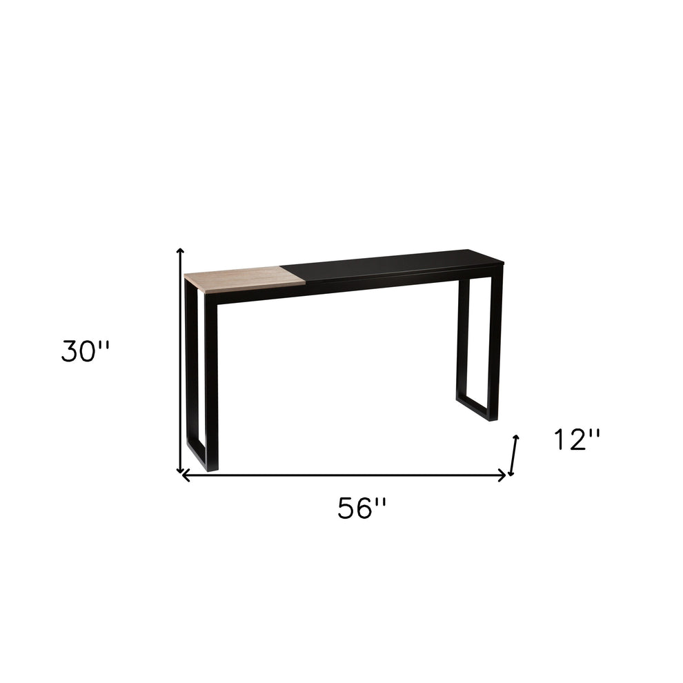 56" Natural and Black and Black Sled Console Table By Homeroots | Console Tables | Modishstore - 6