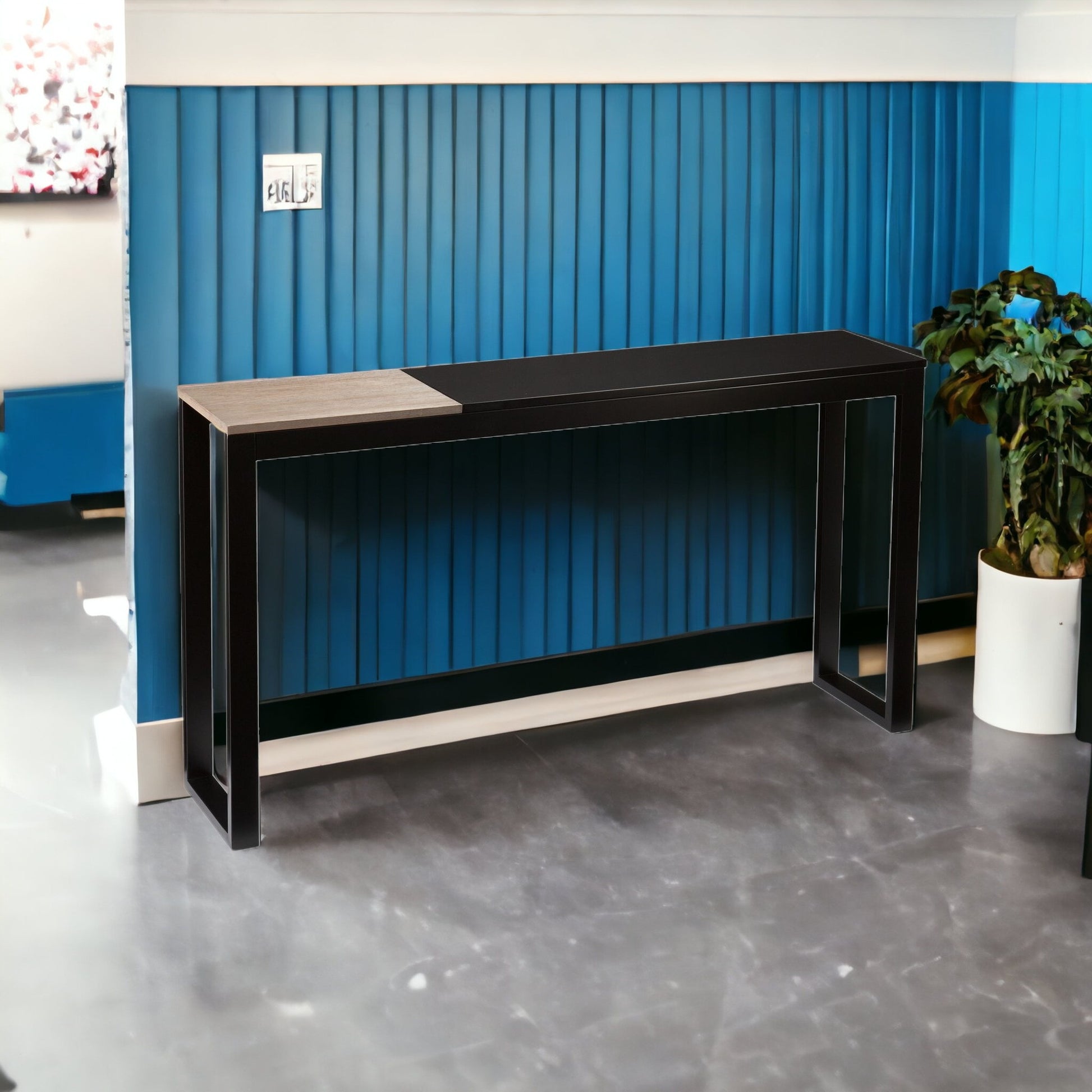 56" Natural and Black and Black Sled Console Table By Homeroots | Console Tables | Modishstore - 3