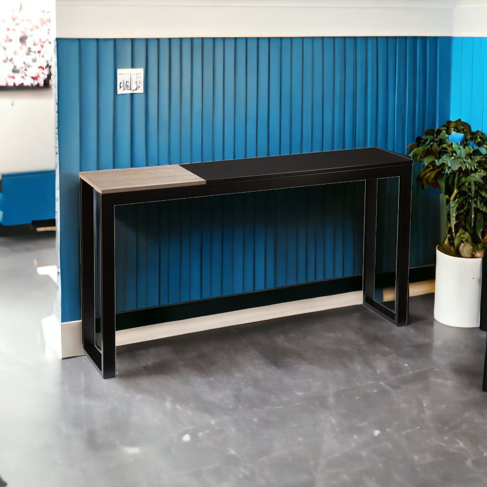 56" Natural and Black and Black Sled Console Table By Homeroots | Console Tables | Modishstore - 3