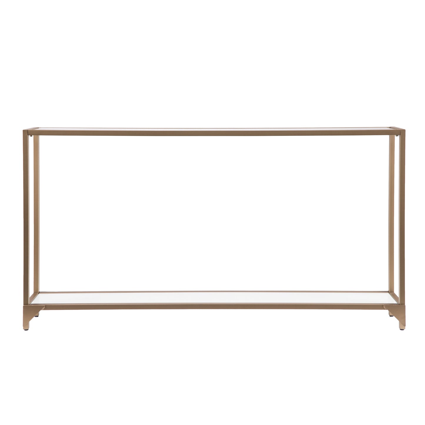 56" Clear and Gold Glass Floor Shelf Console Table With Storage By Homeroots | Console Tables | Modishstore - 4