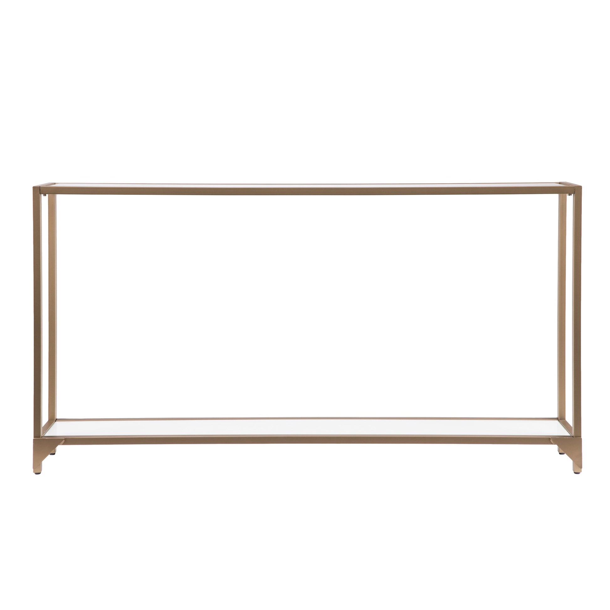 56" Clear and Gold Glass Floor Shelf Console Table With Storage By Homeroots | Console Tables | Modishstore - 4