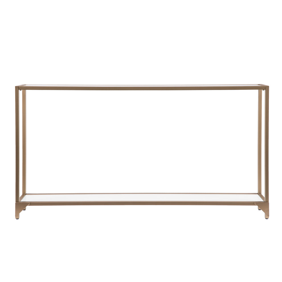 56" Clear and Gold Glass Floor Shelf Console Table With Storage By Homeroots | Console Tables | Modishstore - 4