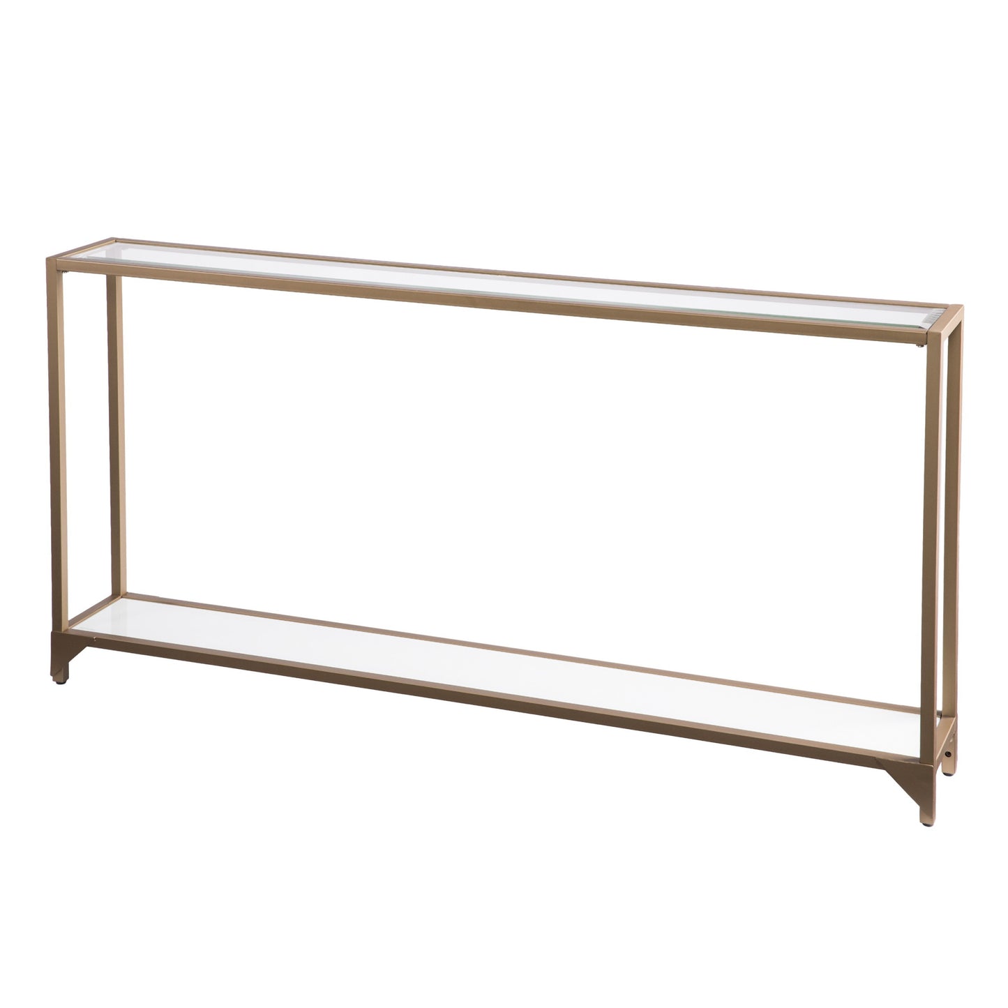 56" Clear and Gold Glass Floor Shelf Console Table With Storage By Homeroots | Console Tables | Modishstore - 5