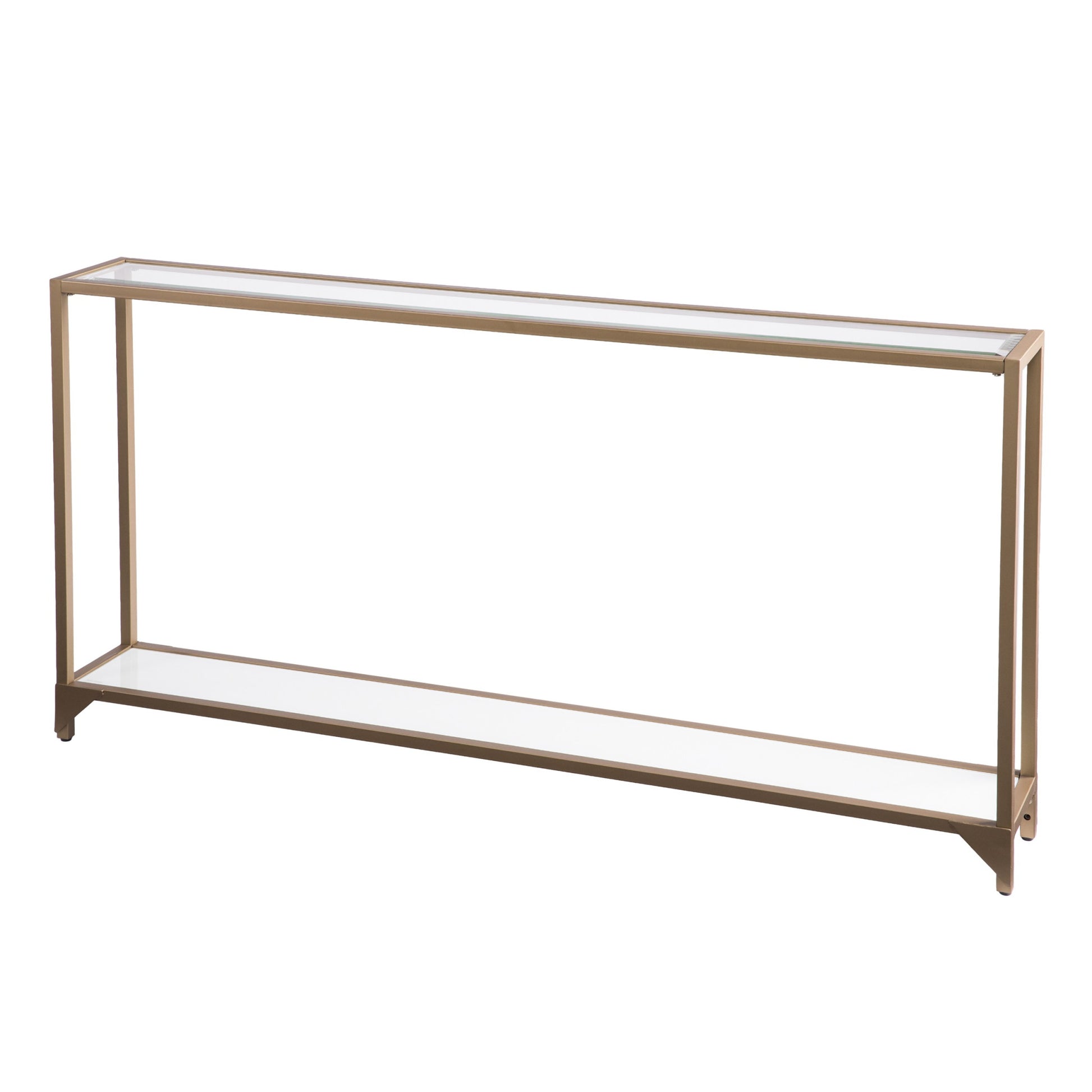 56" Clear and Gold Glass Floor Shelf Console Table With Storage By Homeroots | Console Tables | Modishstore - 5