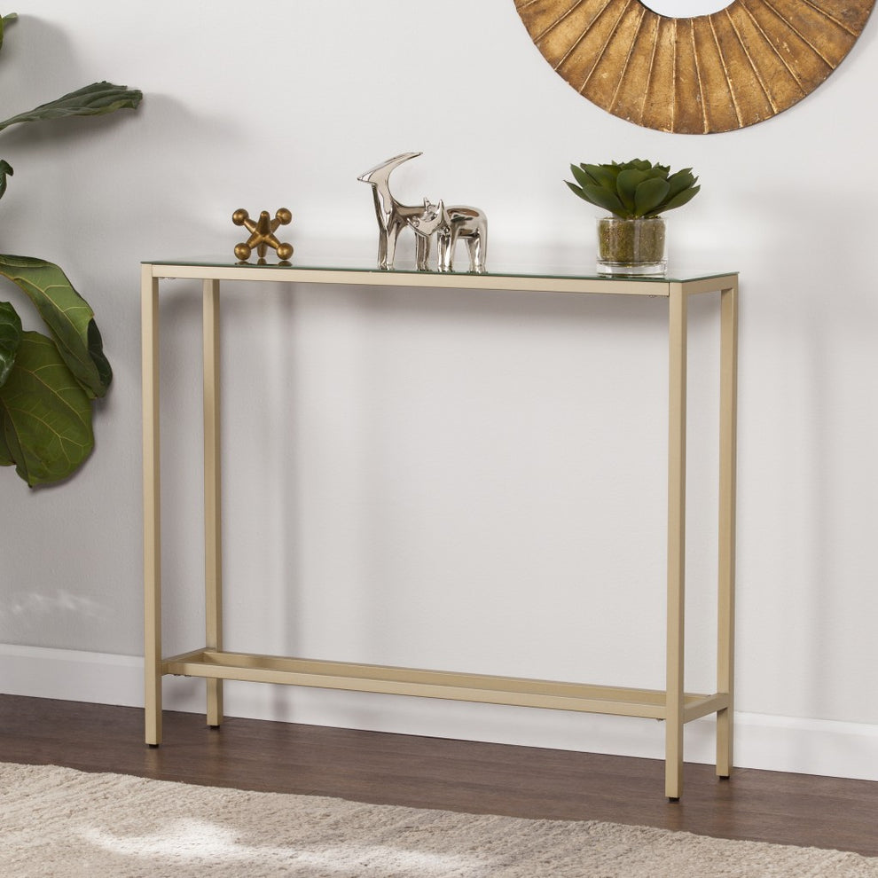 36" Silver and Gold Mirrored Glass Console Table By Homeroots | Console Tables | Modishstore - 8