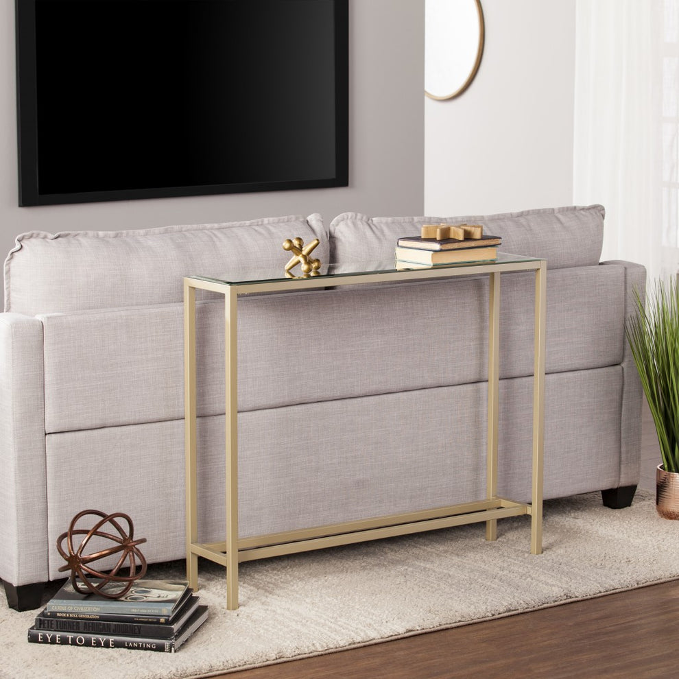 36" Silver and Gold Mirrored Glass Console Table By Homeroots | Console Tables | Modishstore - 9