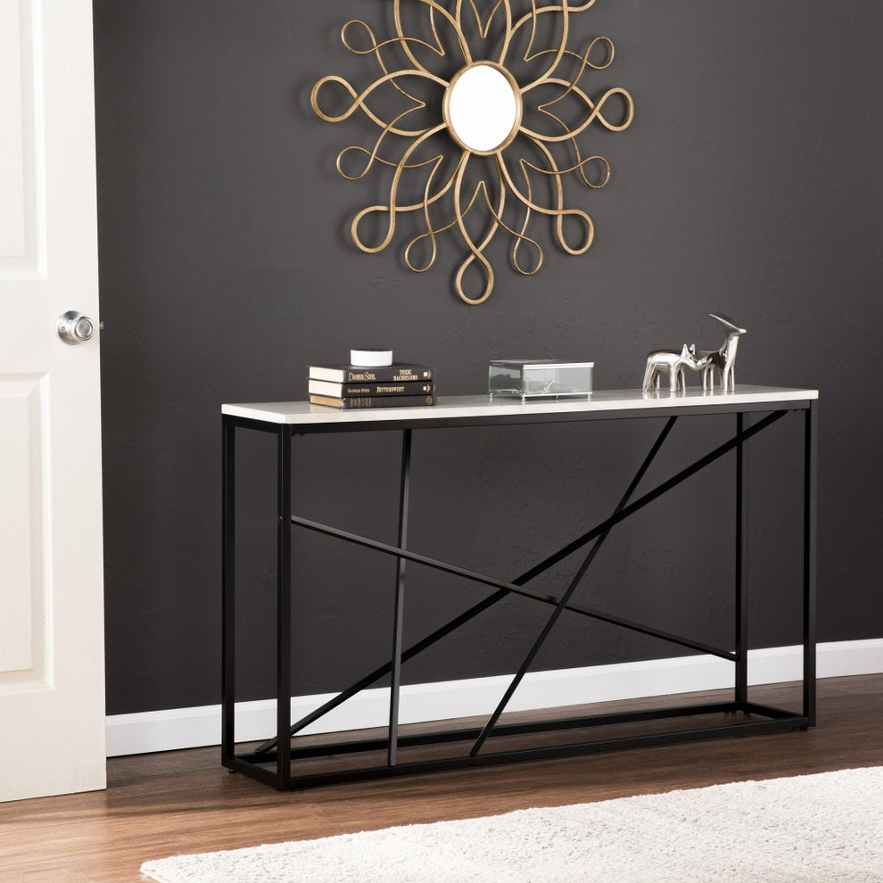 52" White and Black Faux Marble Frame Console Table By Homeroots | Console Tables | Modishstore - 7