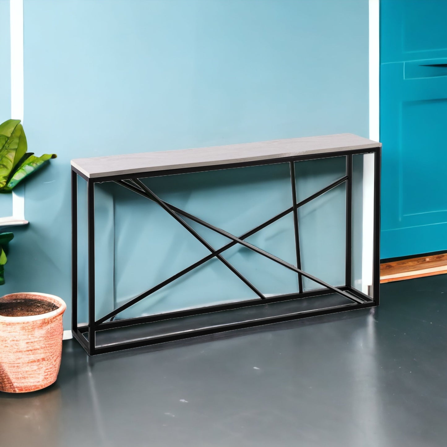 52" White and Black Faux Marble Frame Console Table By Homeroots | Console Tables | Modishstore - 6