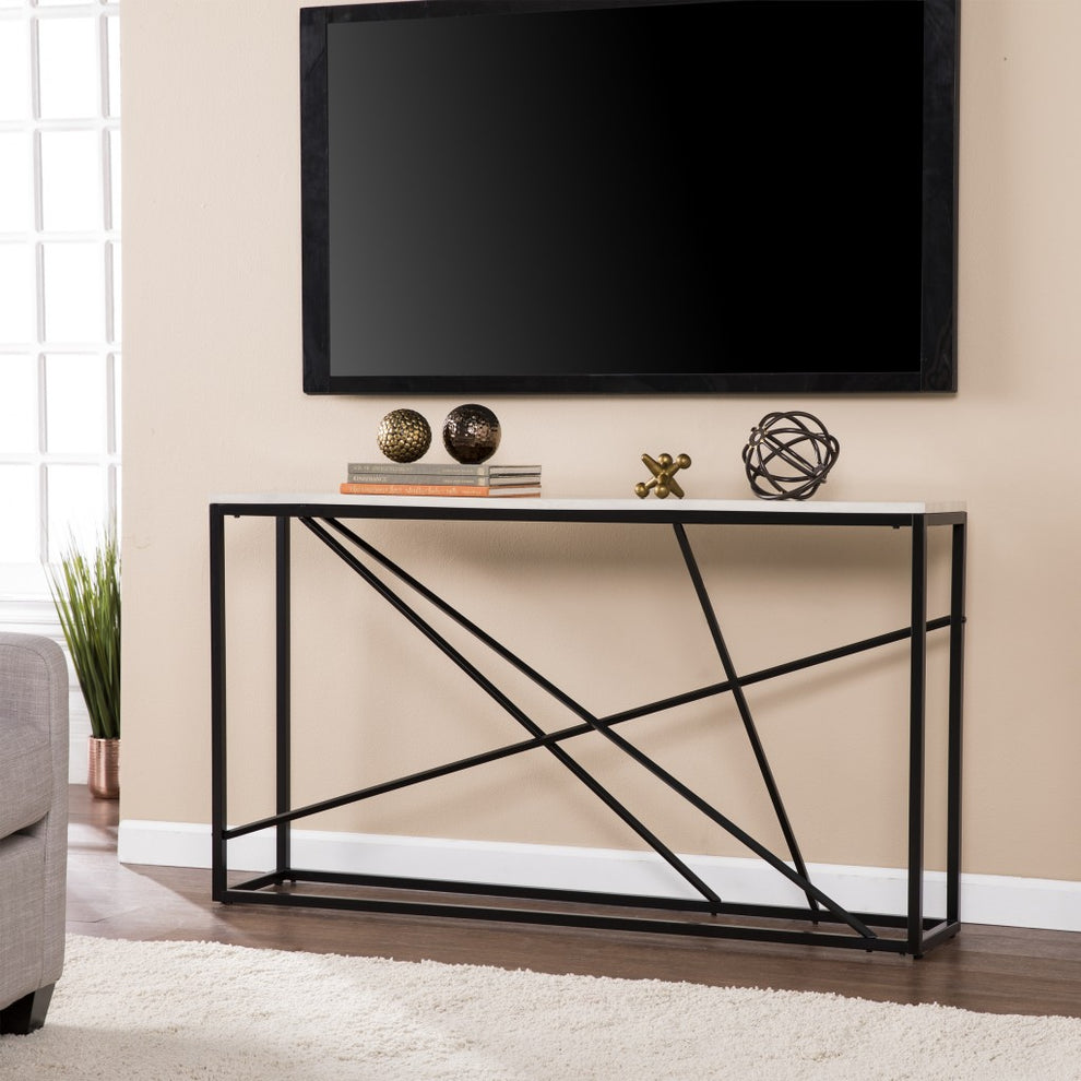 52" White and Black Faux Marble Frame Console Table By Homeroots | Console Tables | Modishstore - 8