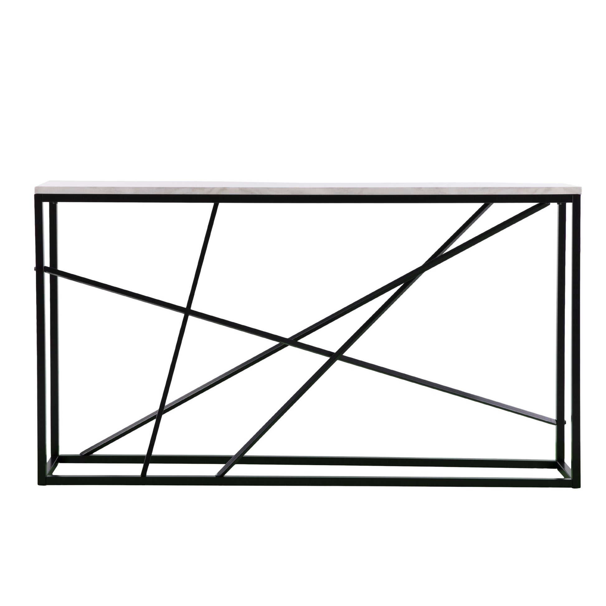 52" White and Black Faux Marble Frame Console Table By Homeroots | Console Tables | Modishstore - 2