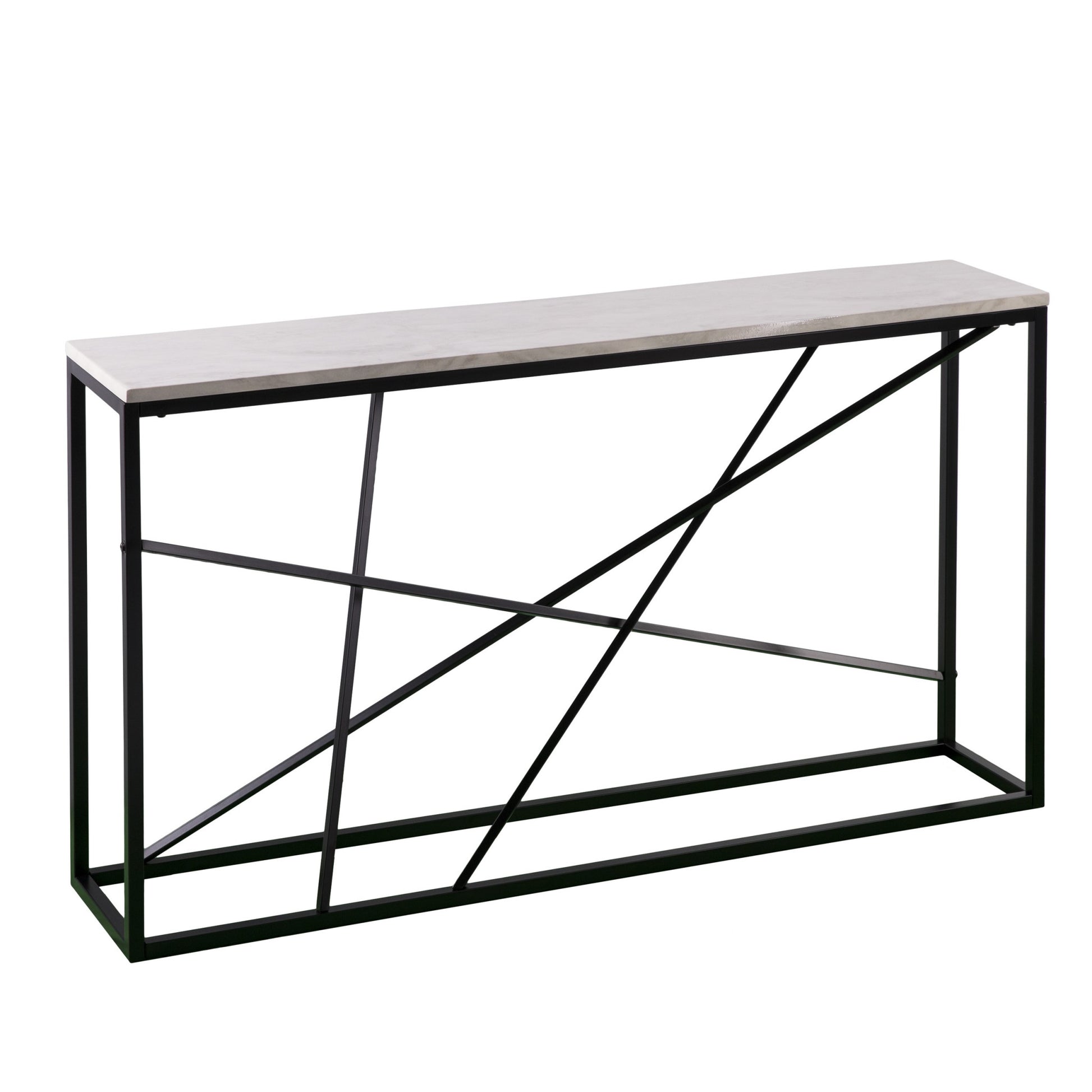 52" White and Black Faux Marble Frame Console Table By Homeroots | Console Tables | Modishstore - 3