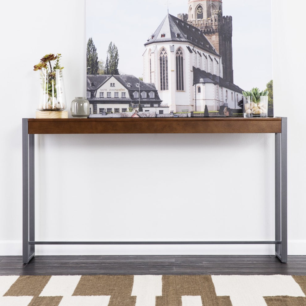 54" Dark Brown and Gunmetal Sled Console Table By Homeroots | Console Tables | Modishstore - 7