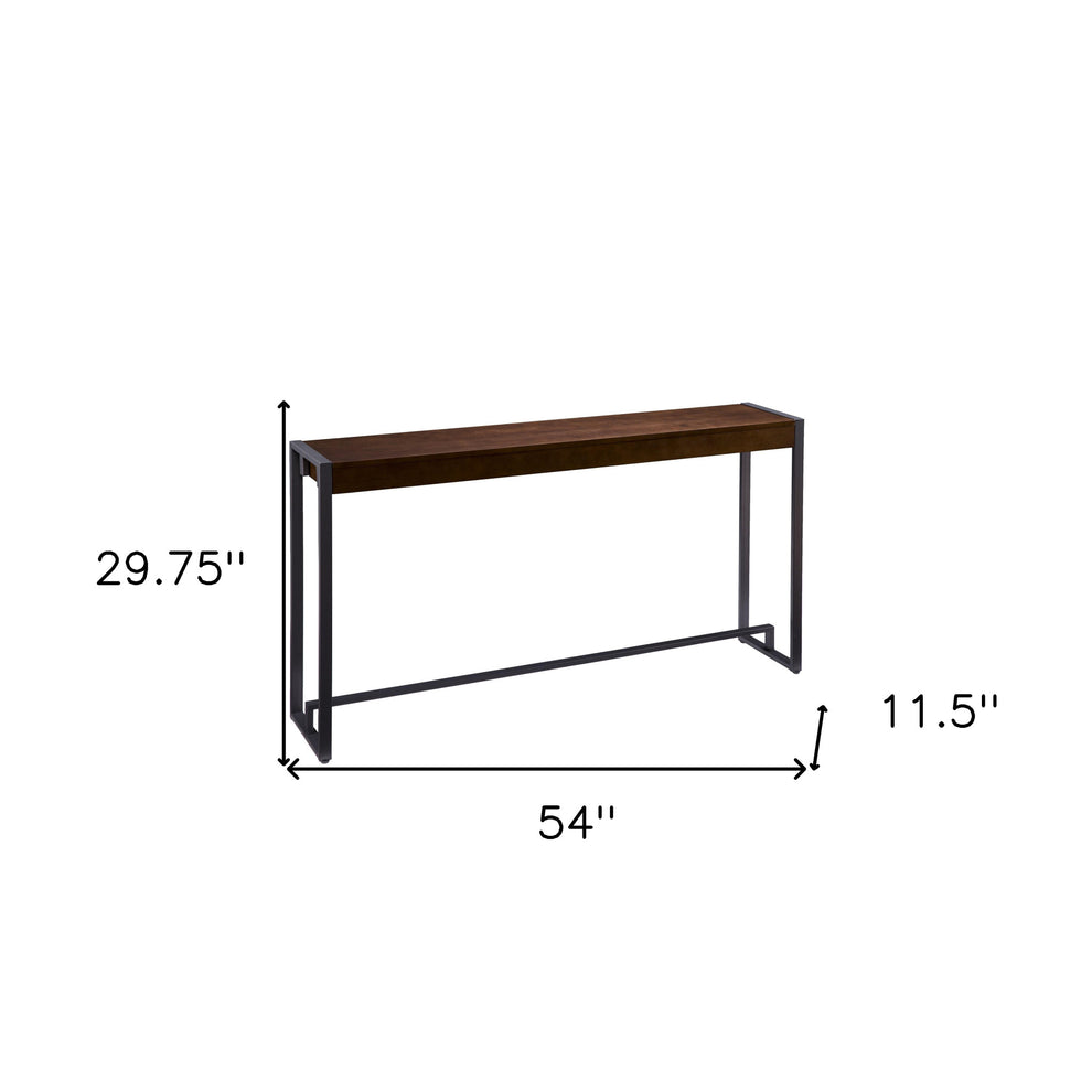 54" Dark Brown and Gunmetal Sled Console Table By Homeroots | Console Tables | Modishstore - 9