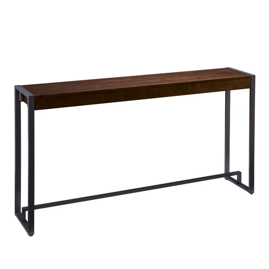 54" Dark Brown and Gunmetal Sled Console Table By Homeroots