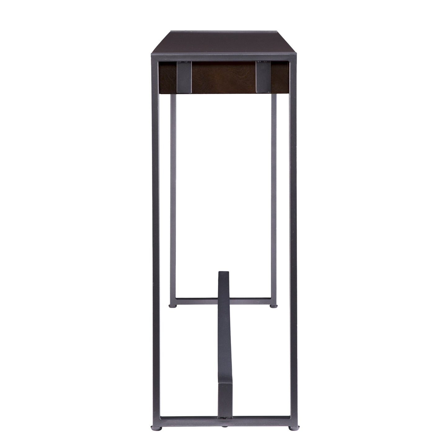 54" Dark Brown and Gunmetal Sled Console Table By Homeroots | Console Tables | Modishstore - 4