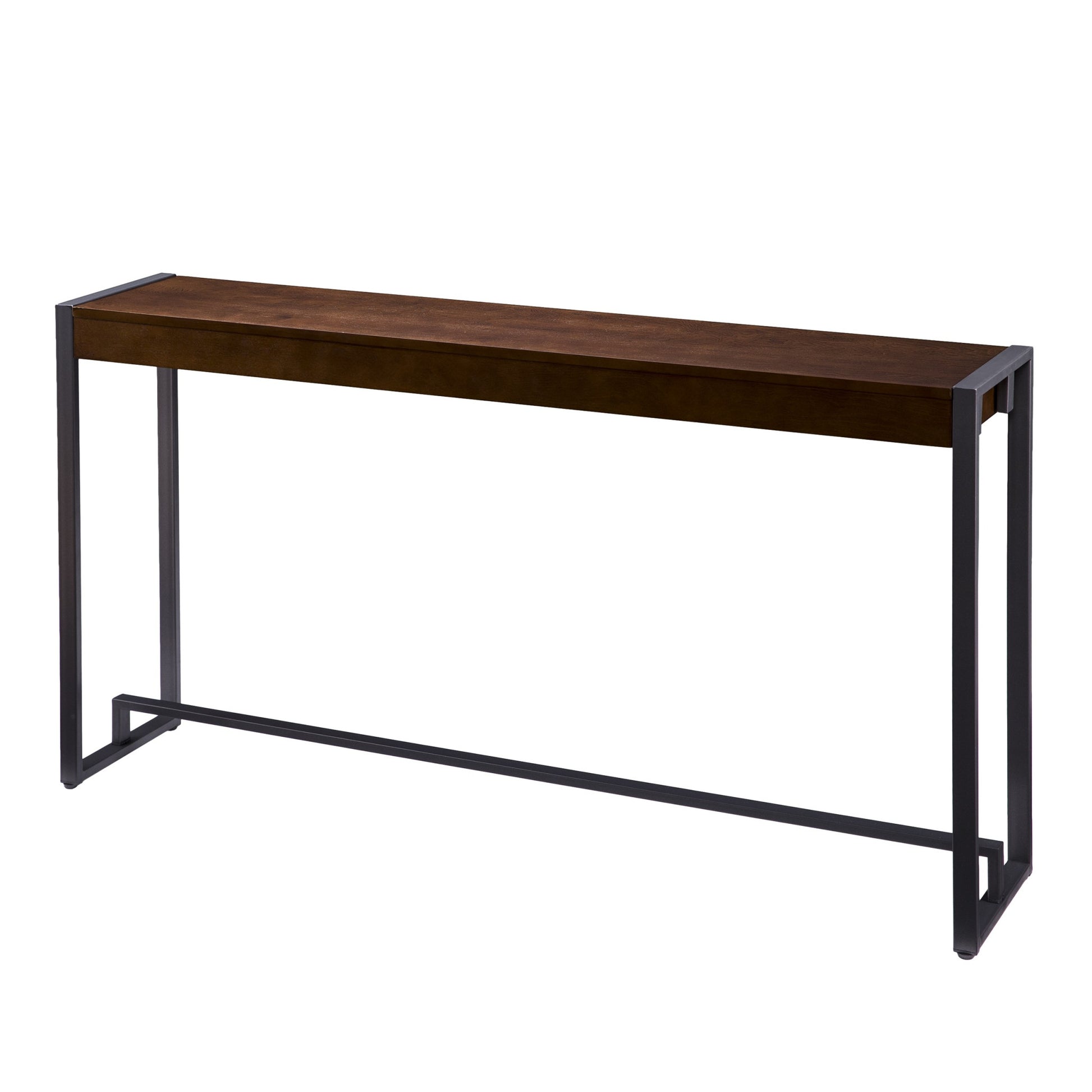 54" Dark Brown and Gunmetal Sled Console Table By Homeroots | Console Tables | Modishstore - 5
