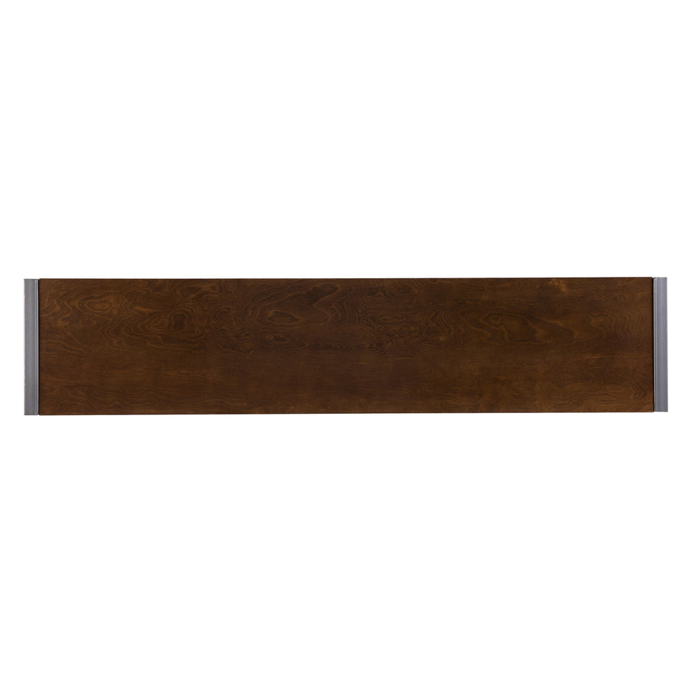 54" Dark Brown and Gunmetal Sled Console Table By Homeroots | Console Tables | Modishstore - 6
