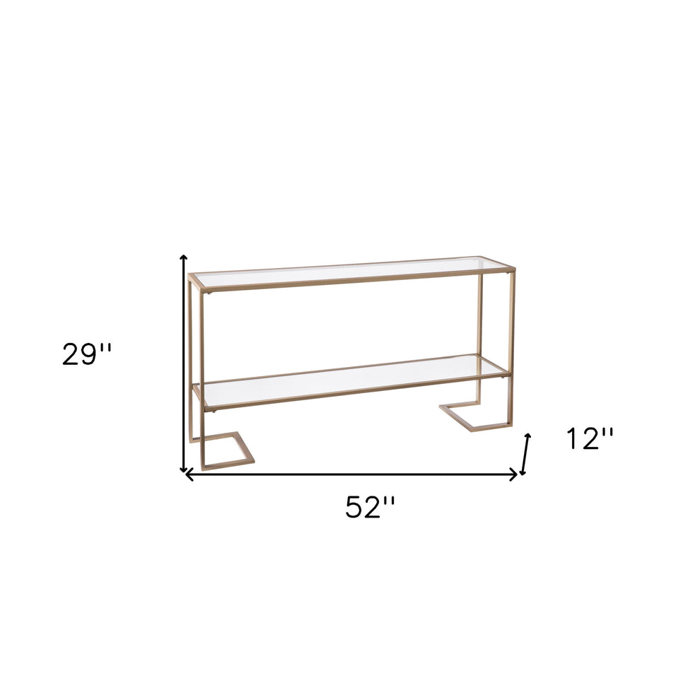 52" Clear and Gold Glass Mirrored Frame Console Table With Storage By Homeroots | Console Tables | Modishstore - 9