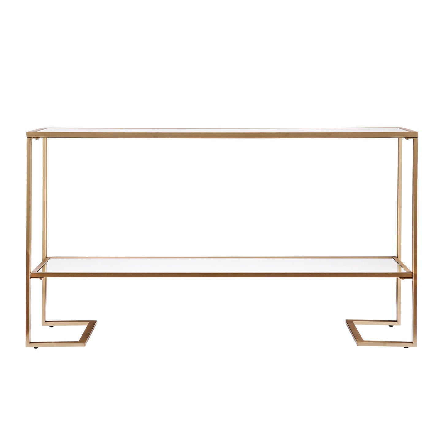 52" Clear and Gold Glass Mirrored Frame Console Table With Storage By Homeroots | Console Tables | Modishstore