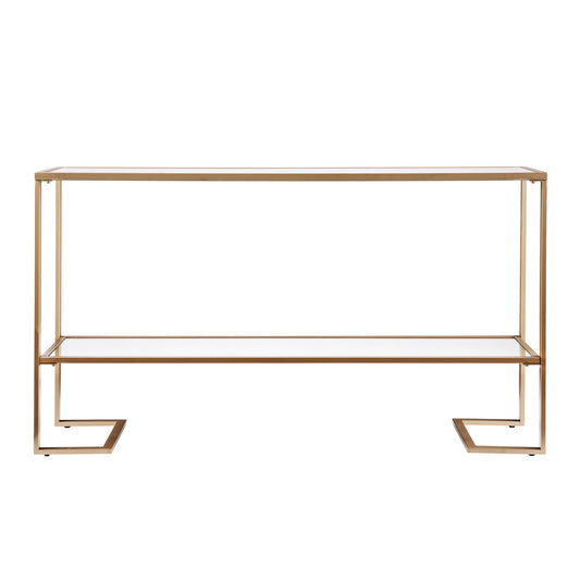 52" Clear and Gold Glass Mirrored Frame Console Table With Storage By Homeroots | Console Tables | Modishstore