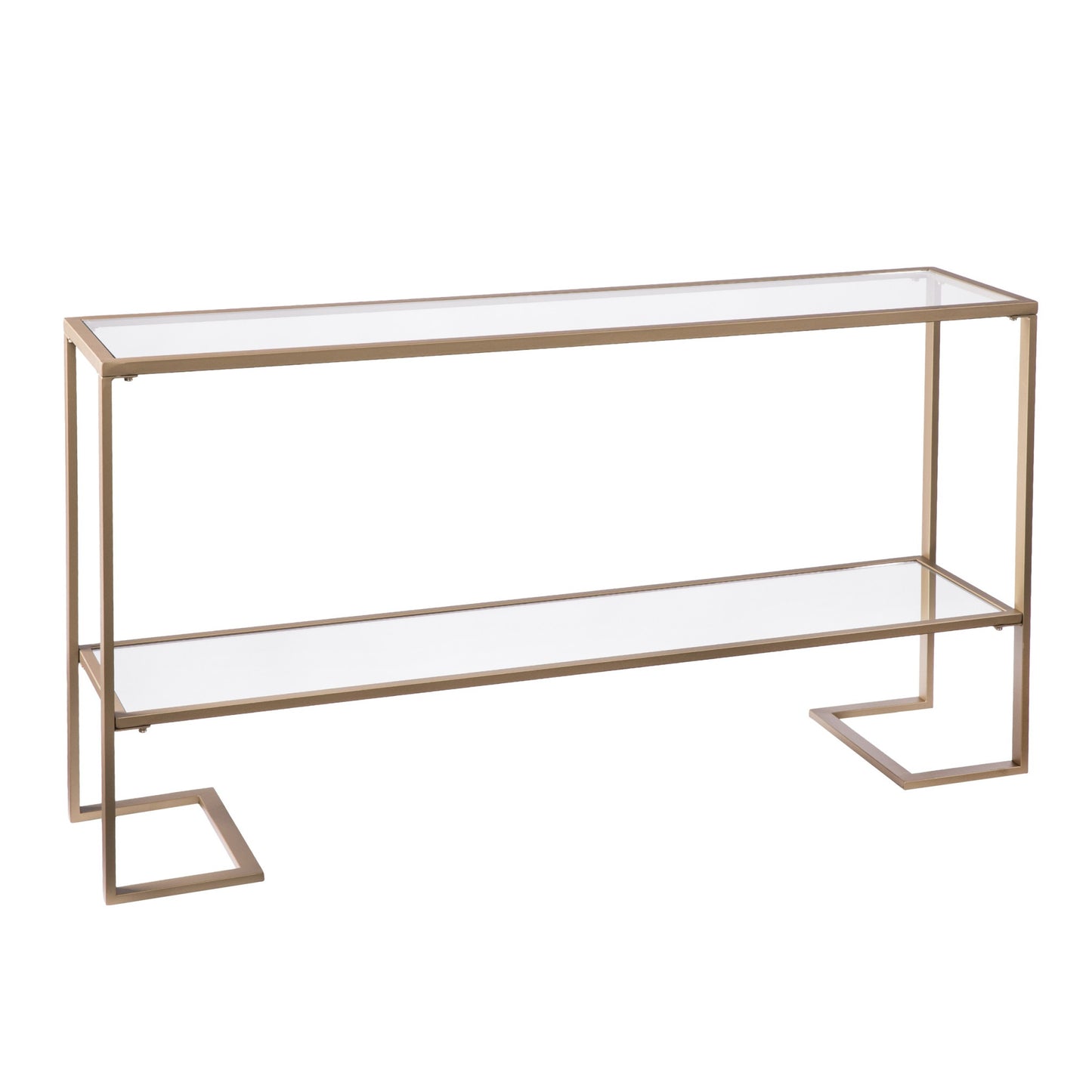 52" Clear and Gold Glass Mirrored Frame Console Table With Storage By Homeroots | Console Tables | Modishstore - 3