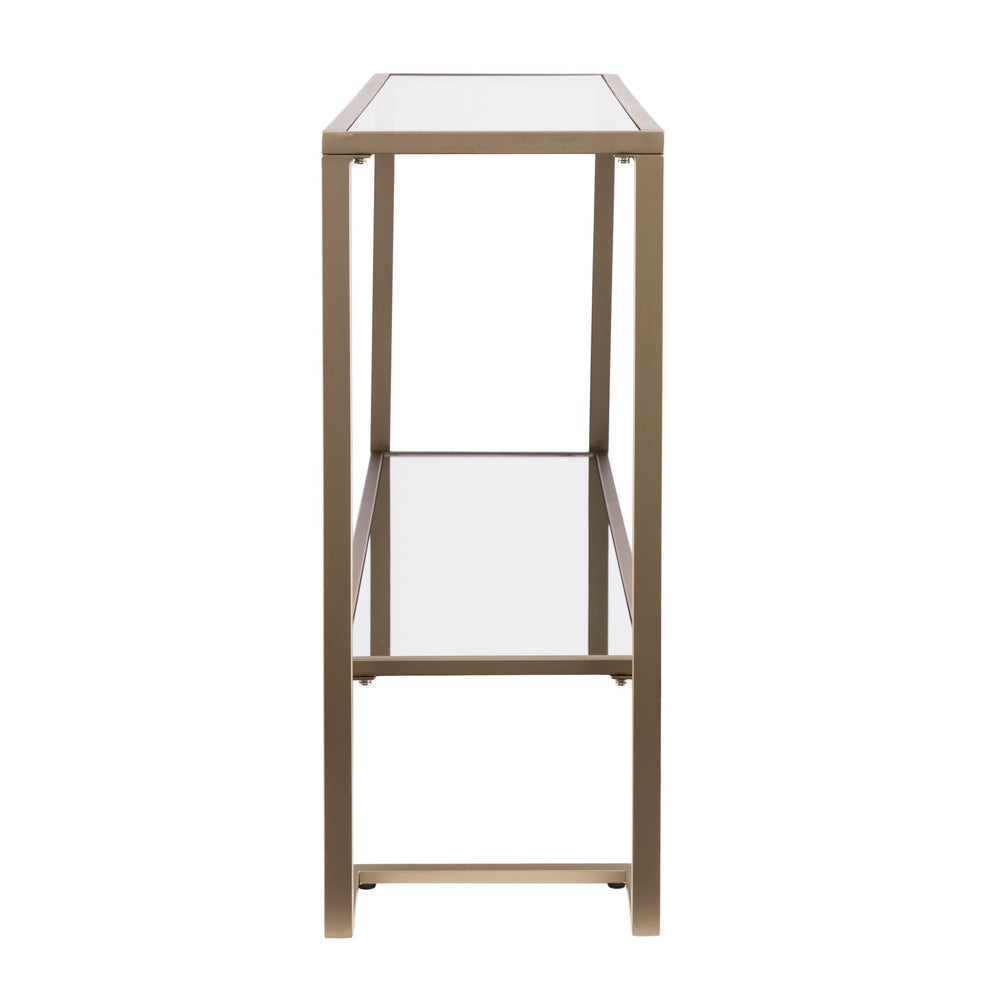 52" Clear and Gold Glass Mirrored Frame Console Table With Storage By Homeroots | Console Tables | Modishstore - 5