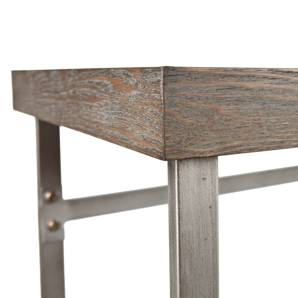 46" Gray Brown and Silver Distressed Sled Console Table By Homeroots | Console Tables | Modishstore - 4