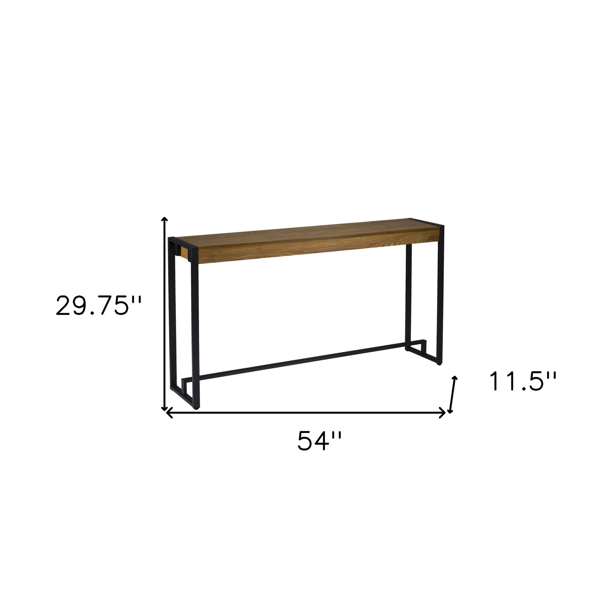 54" Gray Brown and Black Distressed Sled Console Table By Homeroots | Console Tables | Modishstore - 9