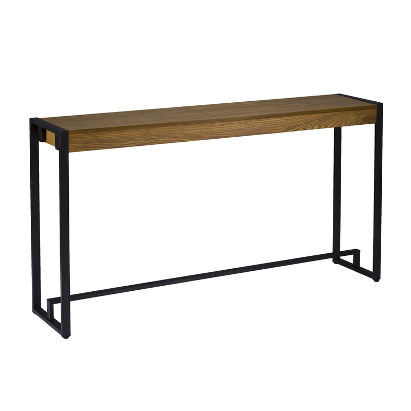 54" Gray Brown and Black Distressed Sled Console Table By Homeroots | Console Tables | Modishstore