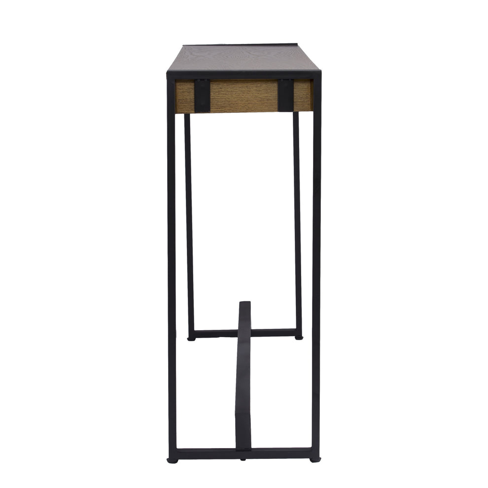 54" Gray Brown and Black Distressed Sled Console Table By Homeroots | Console Tables | Modishstore - 3