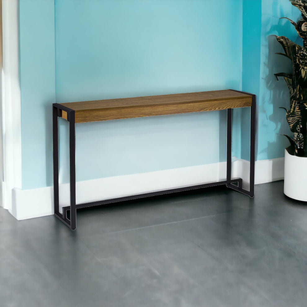 54" Gray Brown and Black Distressed Sled Console Table By Homeroots | Console Tables | Modishstore - 6
